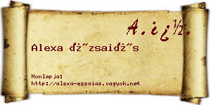 Alexa Ézsaiás névjegykártya